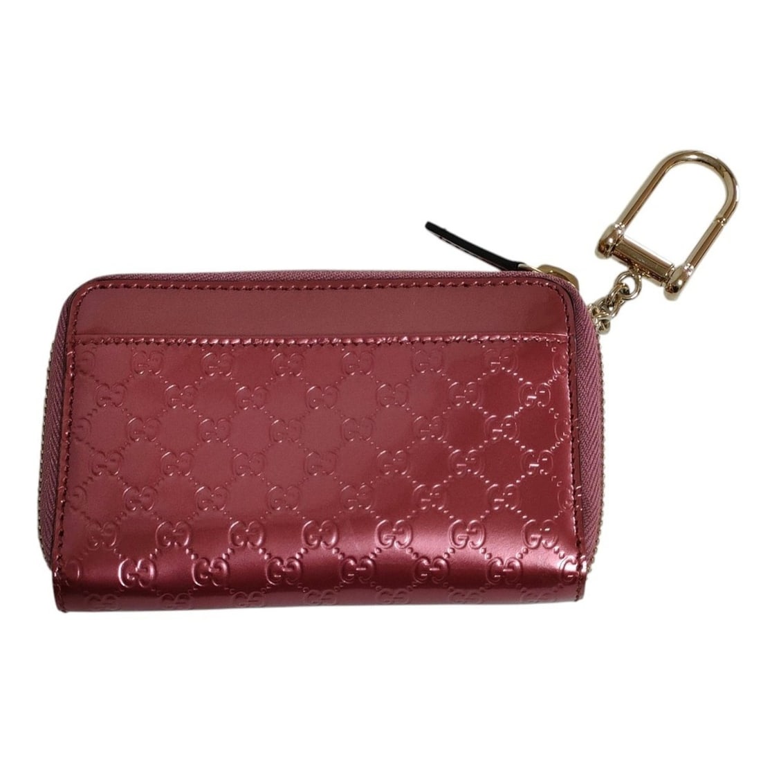 GUCCI Micro GG Shimmer Leather Round Zip Wallet/Coin Case Mini Wallet 256810 Pink Women's Luxs (1 of 12)