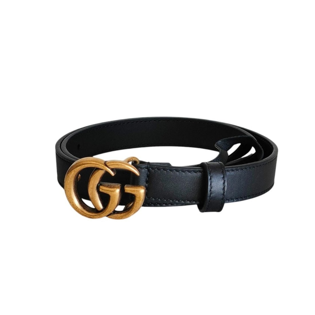 GUCCI GG Marmont Leather Narrow Belt 409417, Size 70/28, Black, Women's, Luxs, Pre-owned Brand (1 of 11)