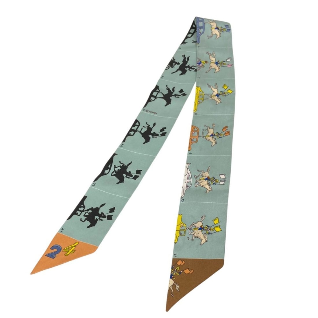 HERMES Hermes Parade Twilly Silk Scarf, Light Blue, Women's, Lux, Pre-owned Brands (1 of 12)