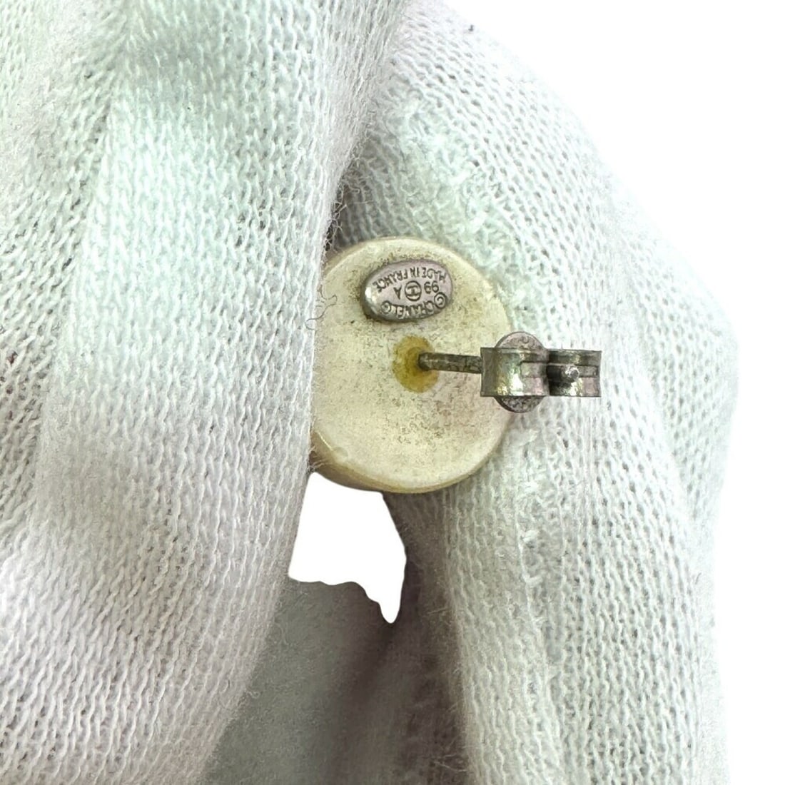 CHANEL Coco Mark Earrings in White - 4