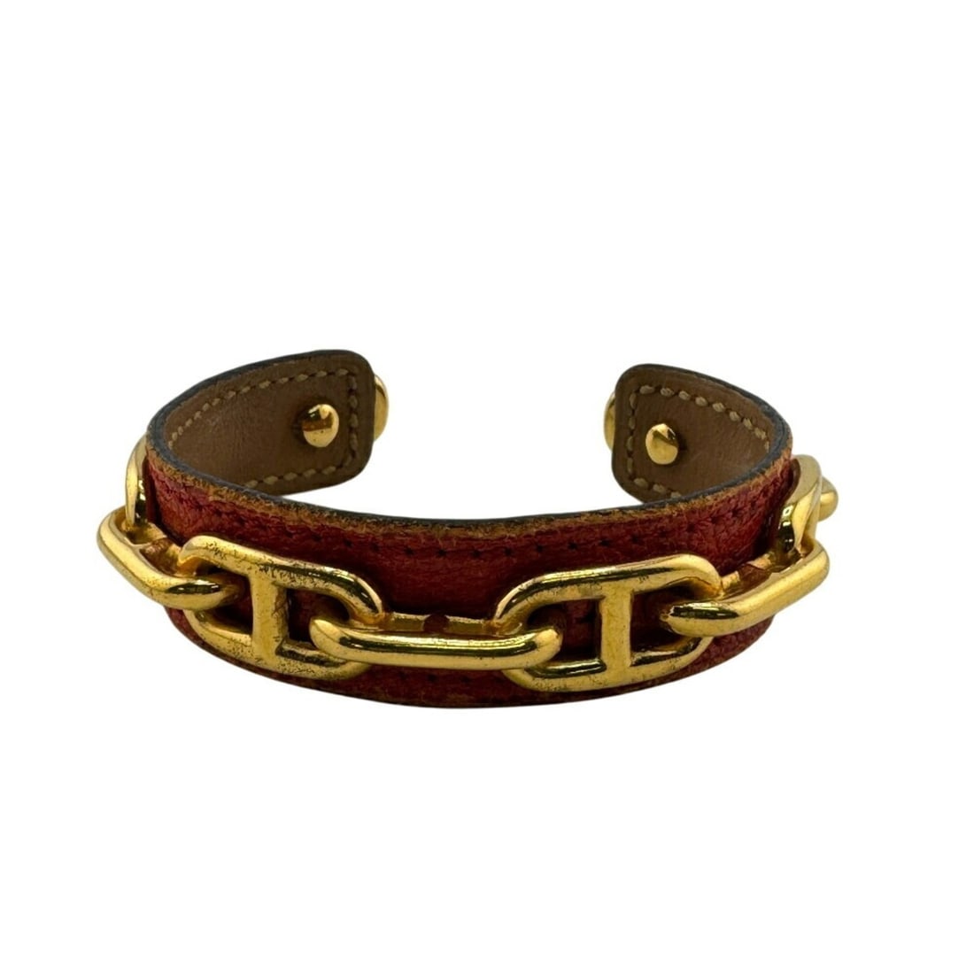 HERMES Chaine d'Ancre Leather Bangle Bracelet, Red, Unisex: --- Catalog ---Category: SizeLength: 16cm / 6.29''Category: DesignType: BangleColor: Red colorGender: Women,MenMaterial: LeatherCategory: GeneralBrand: Hermes--- Item List ---Section: