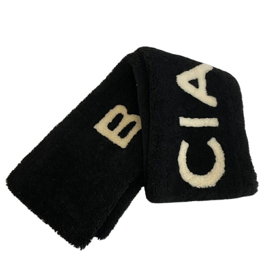 BALENCIAGA 486094 Scarf Black Men's: --- Catalog ---Category: SizeSize (LxW): 1.55m / 61.02''Category: DesignType: ScarfColor: Black, WhiteGender: MenMaterial: Leather Leather/Fur Type: Lamb leatherCategory: GeneralMPN: 486094Brand: