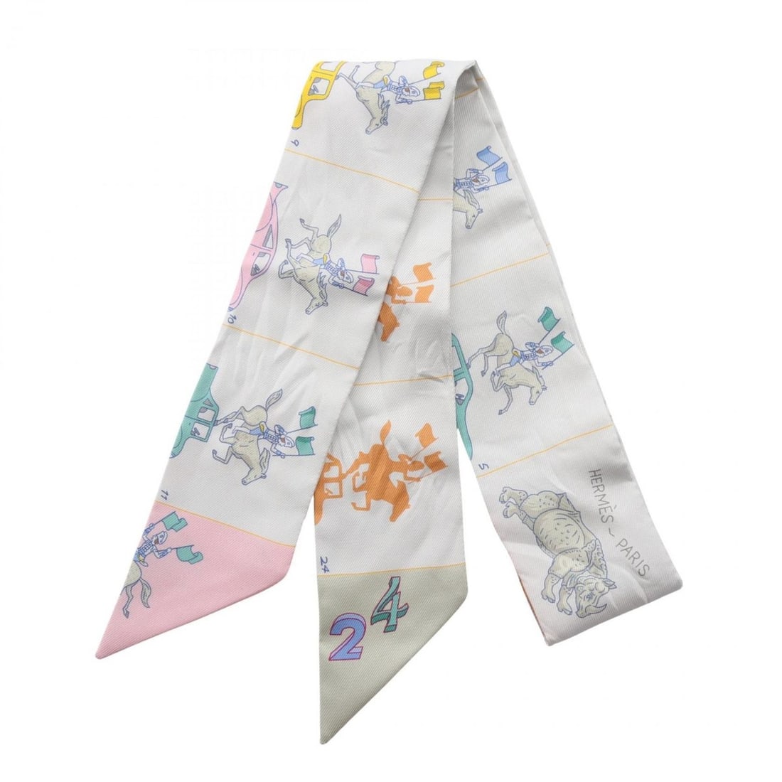 Hermès HERMES Twilly PARADE Scarf/Muffler, Silk, Women's, White, Multicolor: --- Catalog ---Category: SizeSize (LxW): 85cm x 5cm / 33.46'' x 1.96''Category: DesignType: ScarfColor: Multi-color, WhiteGender: WomenMaterial: Silk Category: GeneralBrand: Hermes--- Item List