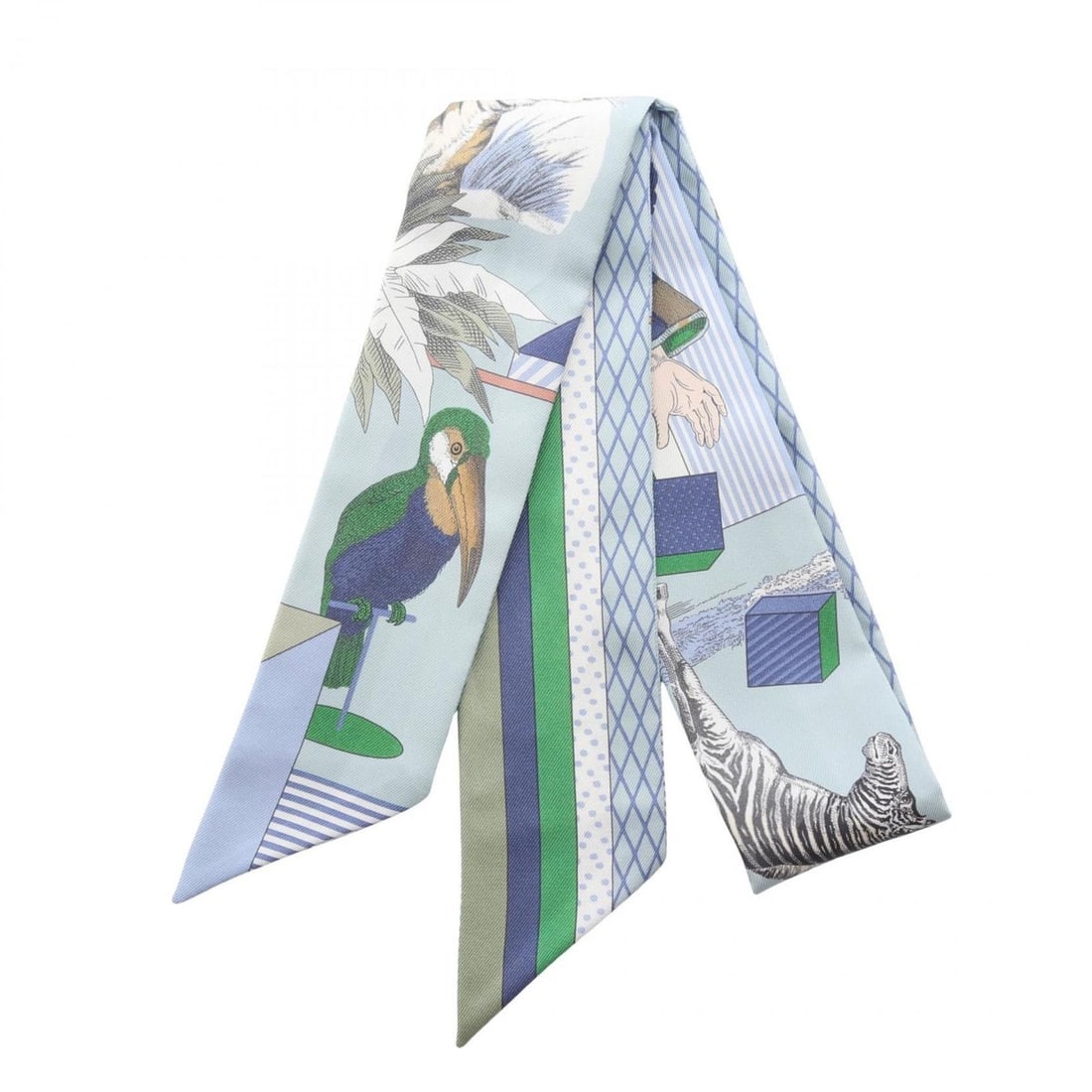Hermes Hermès Twilly GRAND THEATRE NOUVEAU Scarf, Silk, Women's, Blue, Multicolor (1 of 13)