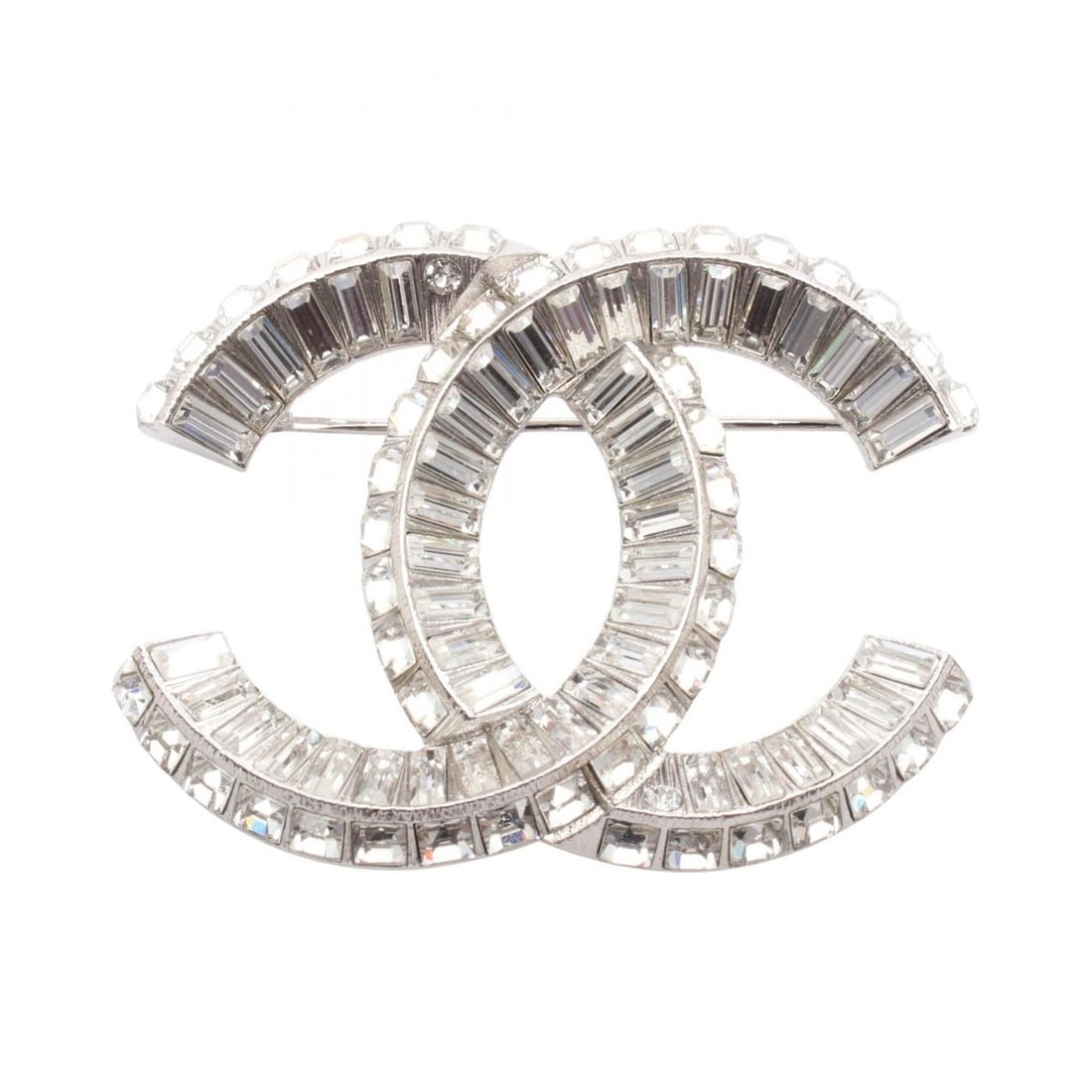 Chanel Coco Mark Brooch with Stainless Steel Rhinestones, Silver and Clear (1 of 20)