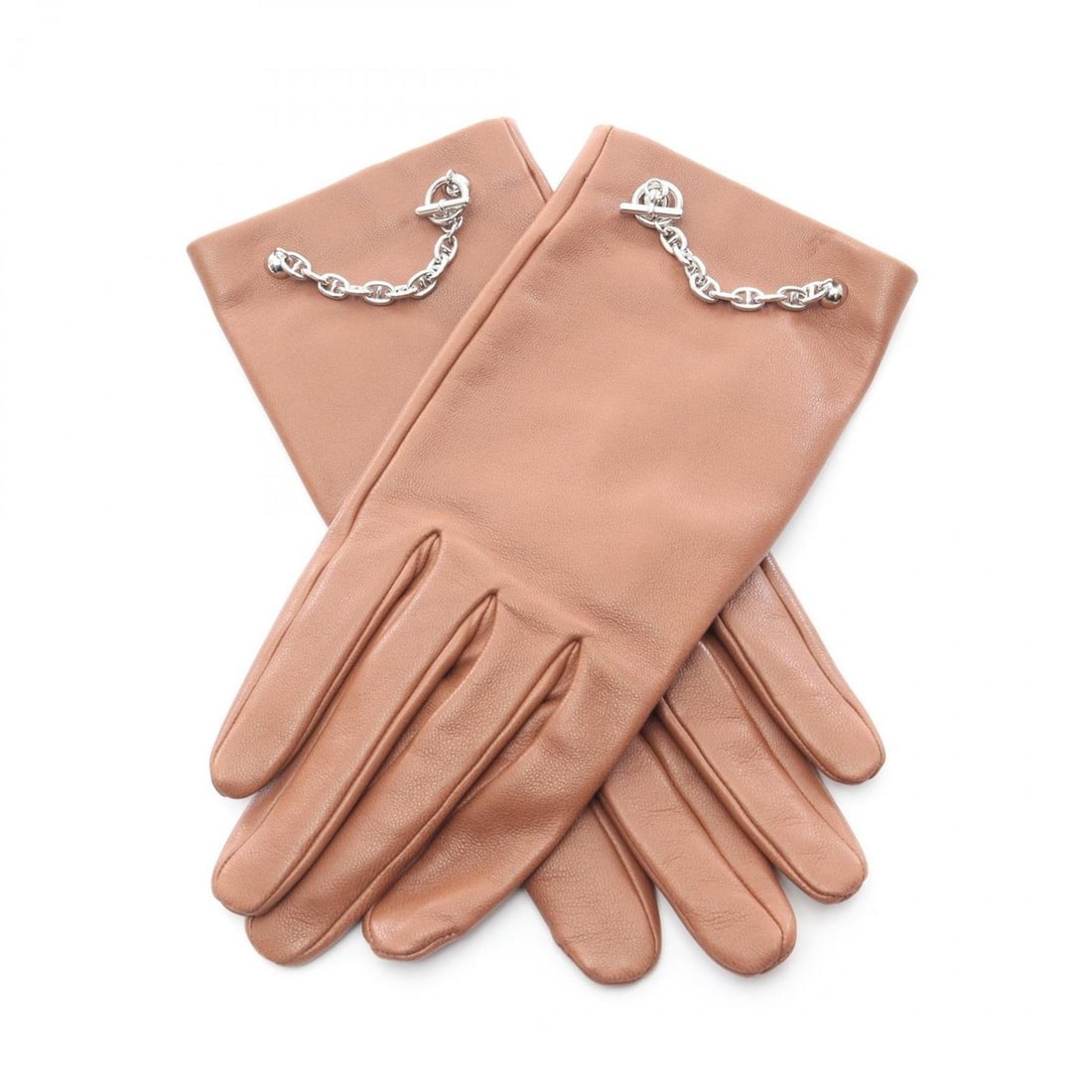 Hermes Hermès Bonnie gloves, lambskin leather, women's, brown (1 of 16)