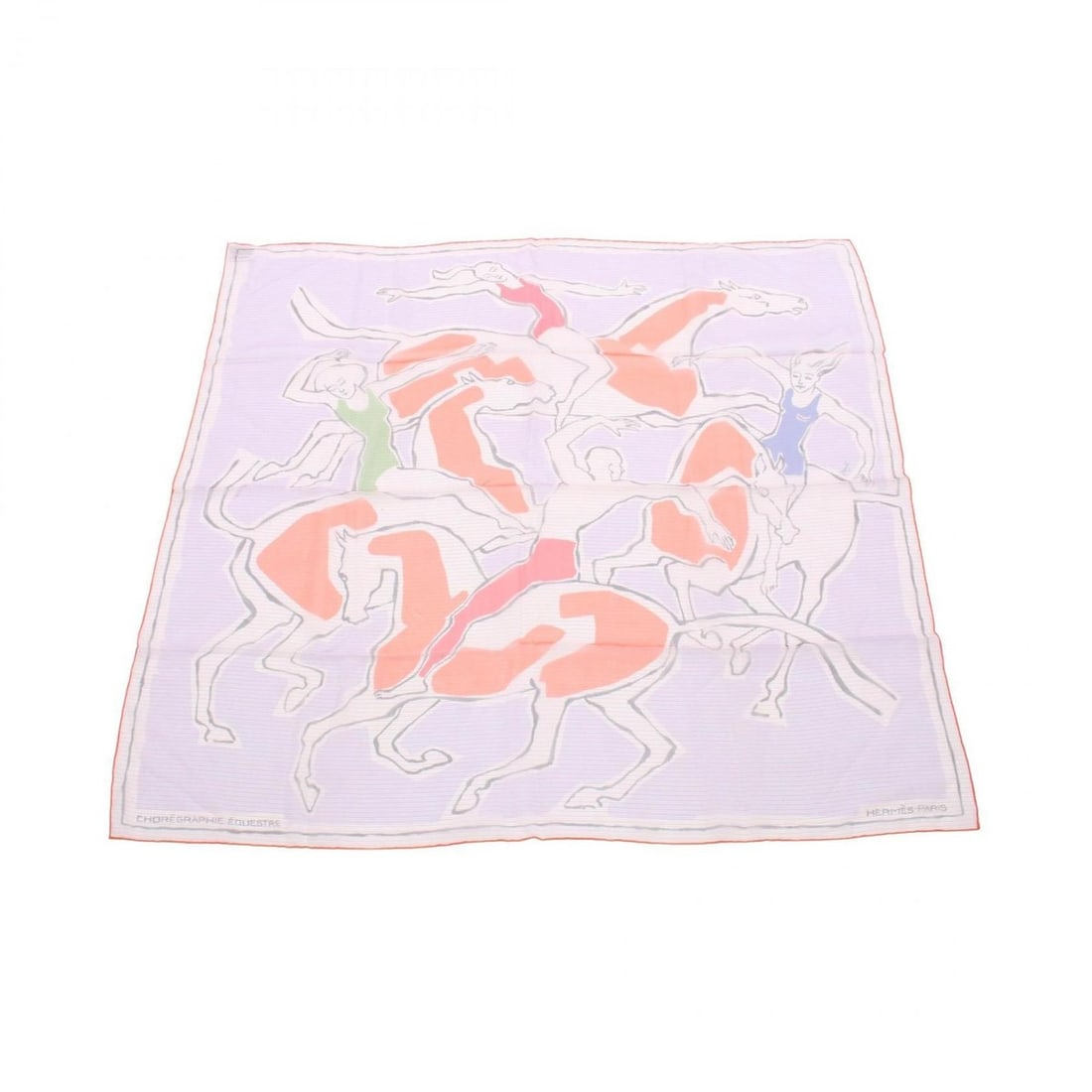 Hermes Hermès Carré 70 Muslin Choreographie Equestre Scarf, Silk, Women's, Purple, Red, Multicolor (1 of 20)