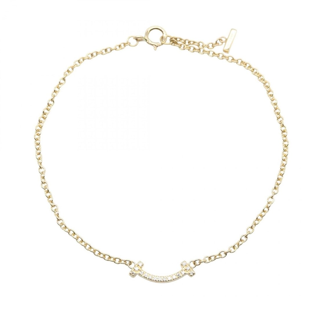 Tiffany & Co. T Smile Mini Bracelet, 18K Yellow Gold with Diamonds, Women's, and Clear, 62994576 (1 of 10)