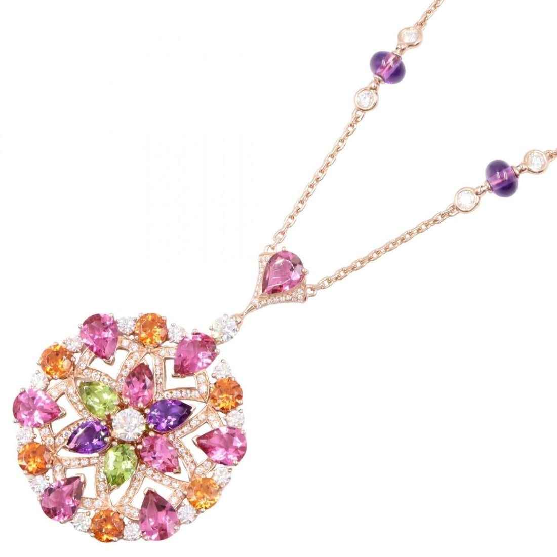 Bvlgari Diva's Dream Diamond Necklace in 18K Pink Gold with Diamonds, Amethyst, Peridot, Tourmaline, (1 of 12)