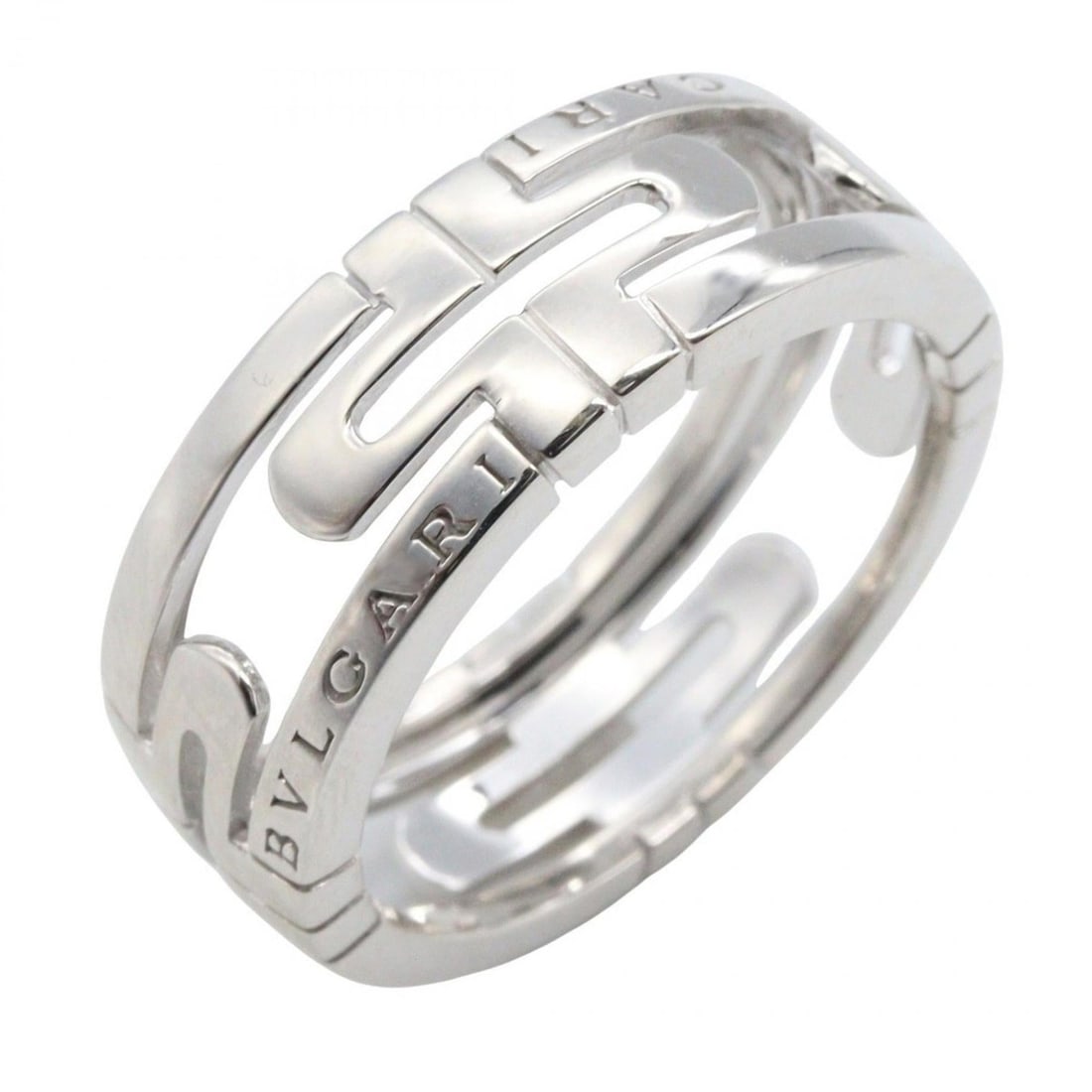 BVLGARI Open Parentesi Ring, 18K White Gold, Men's and Women's, Silver: --- Catalog ---Category: SizeJP Size: 17US Size: 8.5Category: DesignType: Band ringColor: SilverGender: Men,WomenMaterial: White gold (18K)Category: GeneralBrand: Bvlgari--- Item List ---Section: Cond