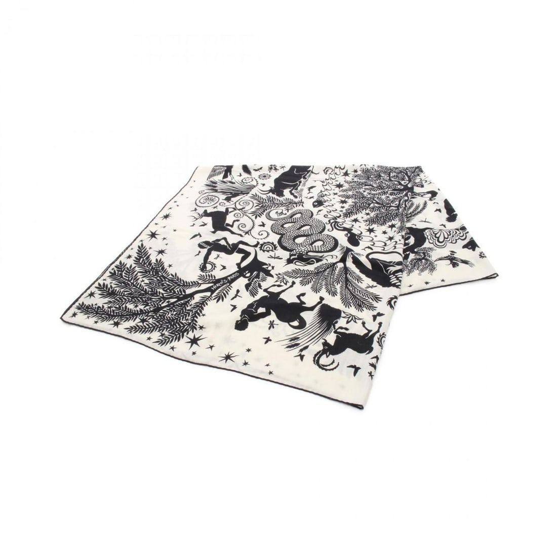 Hermes Hermès Carré Jean 140 "Sous le Charme d'Orphee" Scarf, Silk, Cashmere, Women's, Ivory, (1 of 17)