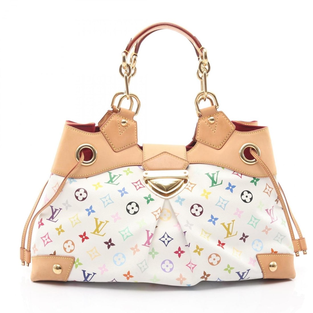 Louis Vuitton Ursula Handbag, Coated Canvas and Leather, Monogram Multicolore, Women's, White,: --- Catalog ---Category: SizeSize (HxWxD): 23cm x 42cm x 17cm / 9.05'' x 16.53'' x 6.69''Category: DesignType: HandbagColor: Blanc, WhiteGender: WomenMaterial: Coated canvas , Leather , Monogram Multi