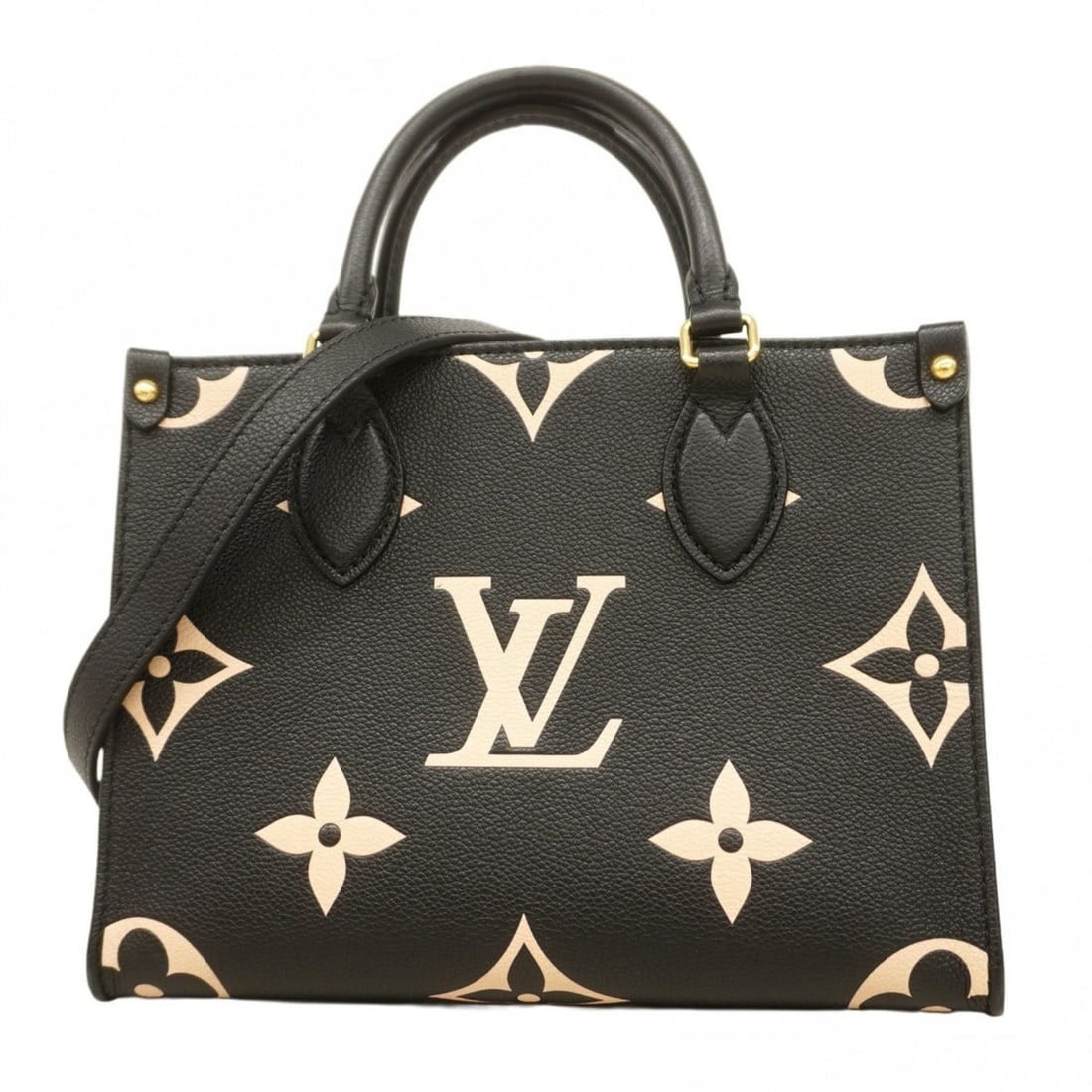 Louis Vuitton Monogram Empreinte Two-Tone On-the-Go PM Handbag M45659 Black/Beige 2-Way Bag for (1 of 11)