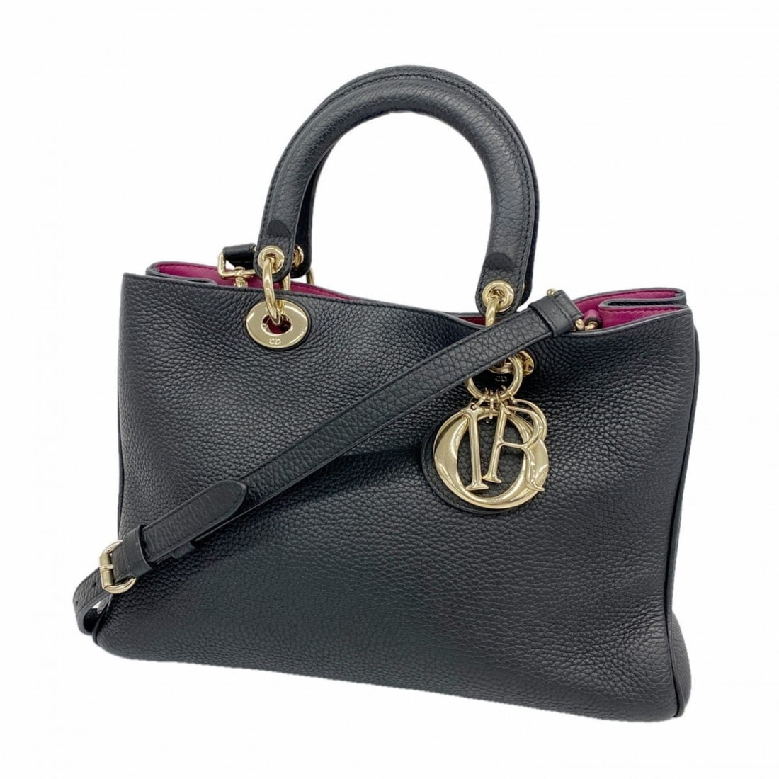 Christian Dior Diorissimo Handbag, Black Leather, 2-Way Bag, Women's, P2264109 (1 of 12)