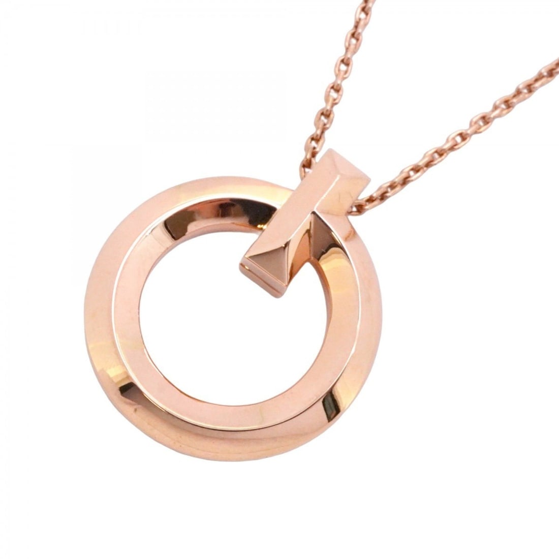 Tiffany T-One Circle Necklace in 18K Pink Gold for Women: --- Catalog ---Category: SizePendant Size: 25.1mm x 21.6mm / 0.98'' x 0.85''Neck Circumference: 40.5 cm - 46 cm / 15.94'' - 18.11''Category: DesignGender: WomenMaterial: Pink gold (18K)Necklace Type: