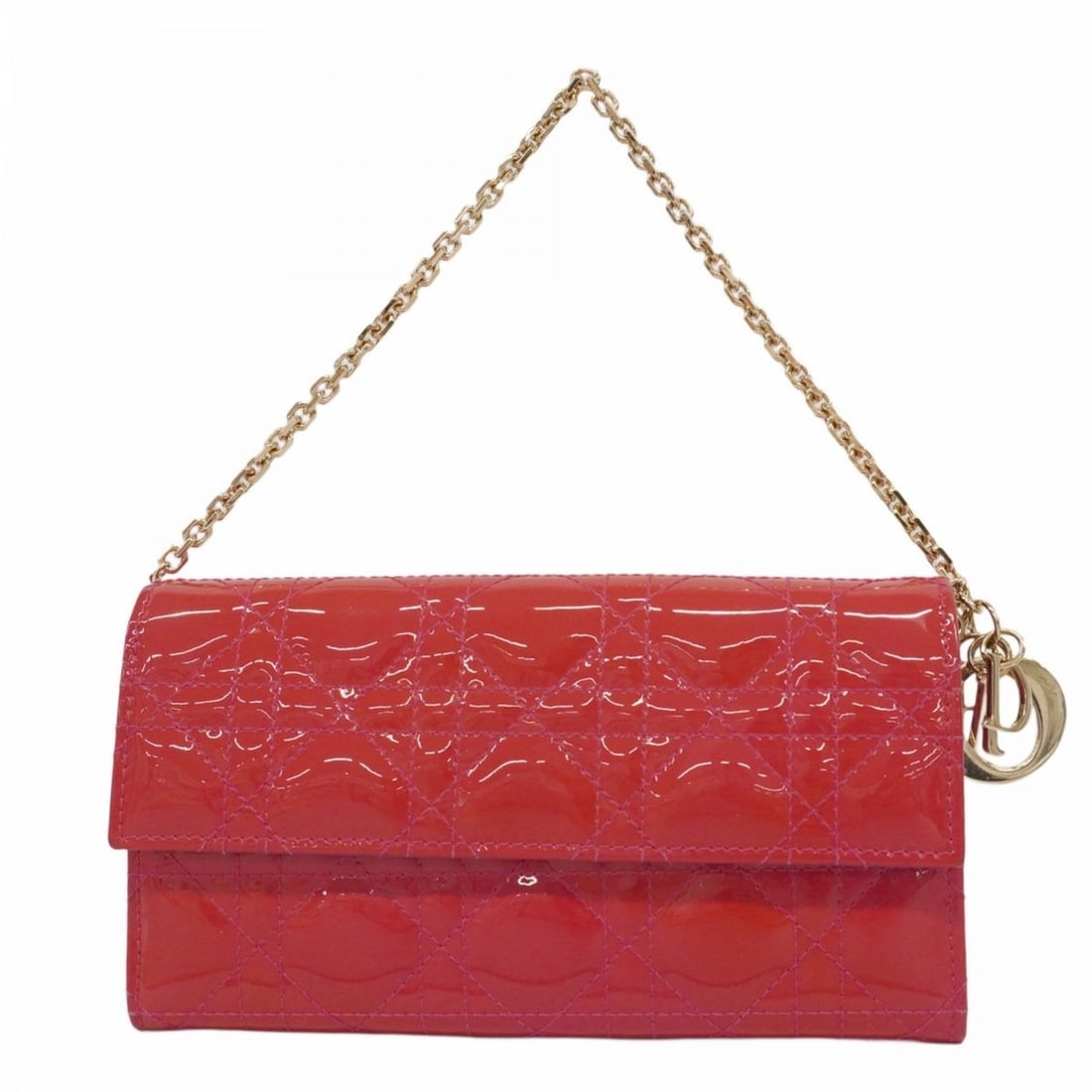 Christian Dior Cannage Enamel Long Wallet in Red, Pink, and Champagne for Women: --- Catalog ---Category: SizeSize (HxWxD): 10.5cm x 19cm x 3cm / 4.13'' x 7.48'' x 1.18''Category: DesignType: Long wallet (bi-fold)Color: Pink, Red colorGender: WomenCategory: GeneralBrand: Christian