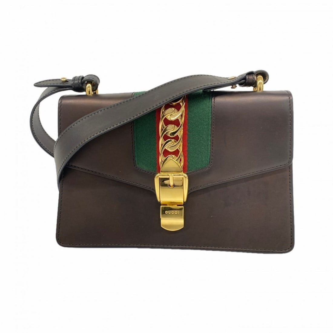 Gucci Sylvie Shoulder Bag 421882 Leather Black Women's (1 of 14)