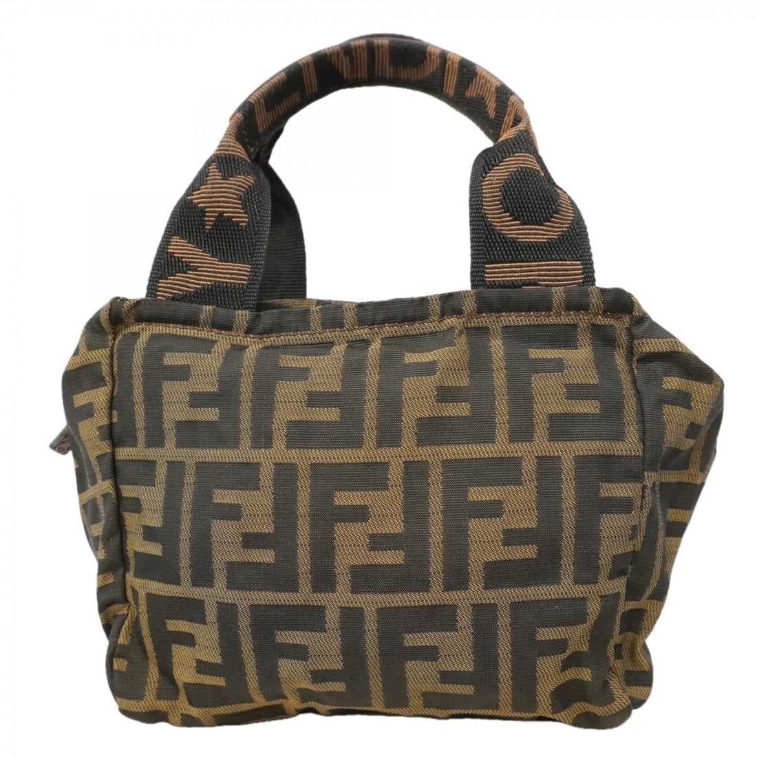 Fendi Zucca nylon canvas handbag in brown for women: --- Catalog ---Category: SizeSize (HxWxD): 14.5cm x 17cm x 8cm / 5.7'' x 6.69'' x 3.14''Category: DesignType: HandbagColor: BrownGender: WomenMaterial: Nylon canvas Hardware Color: SilverCategory: Gen