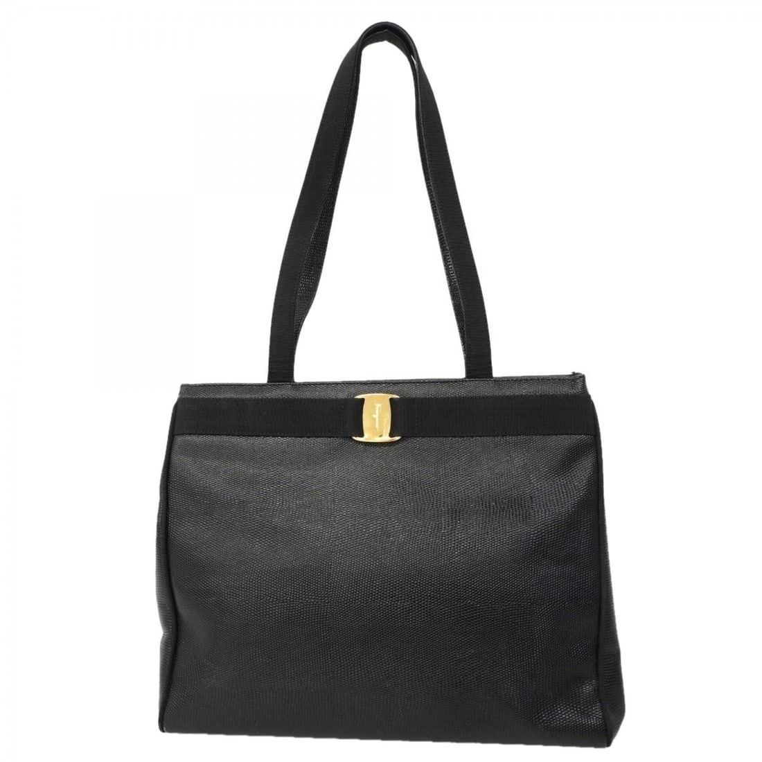 Salvatore Ferragamo Vara Leather Tote Bag, Black, Women's (1 of 10)