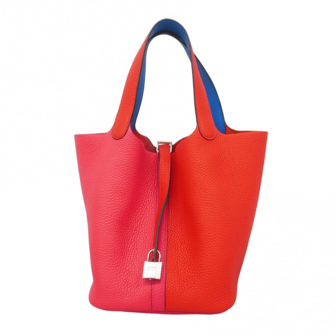 Hermes Hermès Picotin Lock MM Handbag in Taurillon Clemence Rouge Coue Rose Extreme Blue Zanzibar: --- Catalog ---Category: SizeSize (HxWxD): 22cm x 17cm x 22cm / 8.66'' x 6.69'' x 8.66''Category: DesignType: HandbagGender: WomenMaterial: Taurillon clemence leather Hardware Color: SilverCategory: G