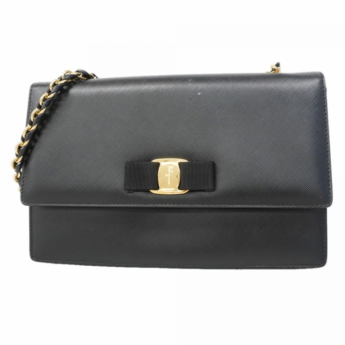 Salvatore Ferragamo Vara Leather Shoulder Bag, Black, Women's (1 of 8)