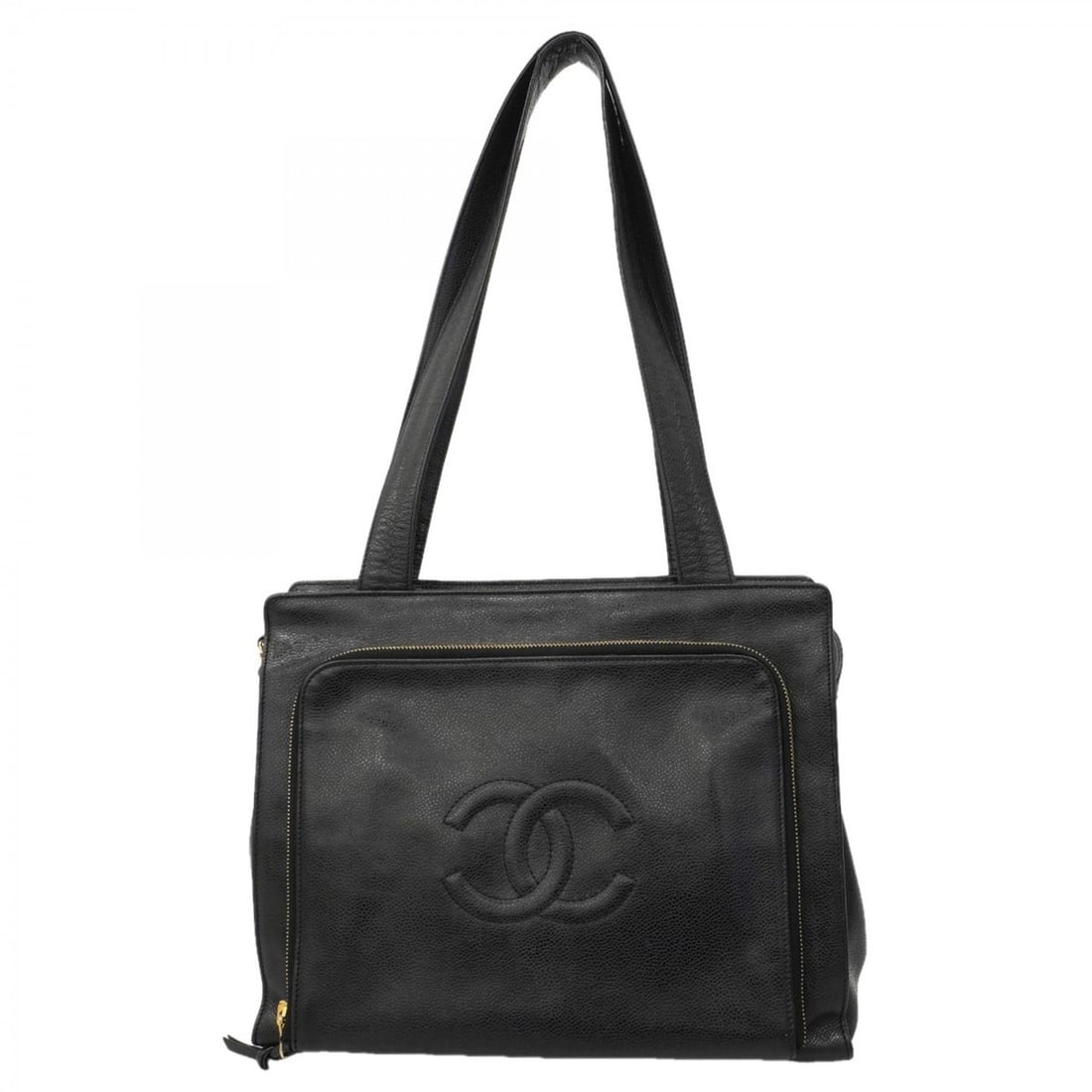 Chanel caviar skin tote bag, black, women's (1 of 10)