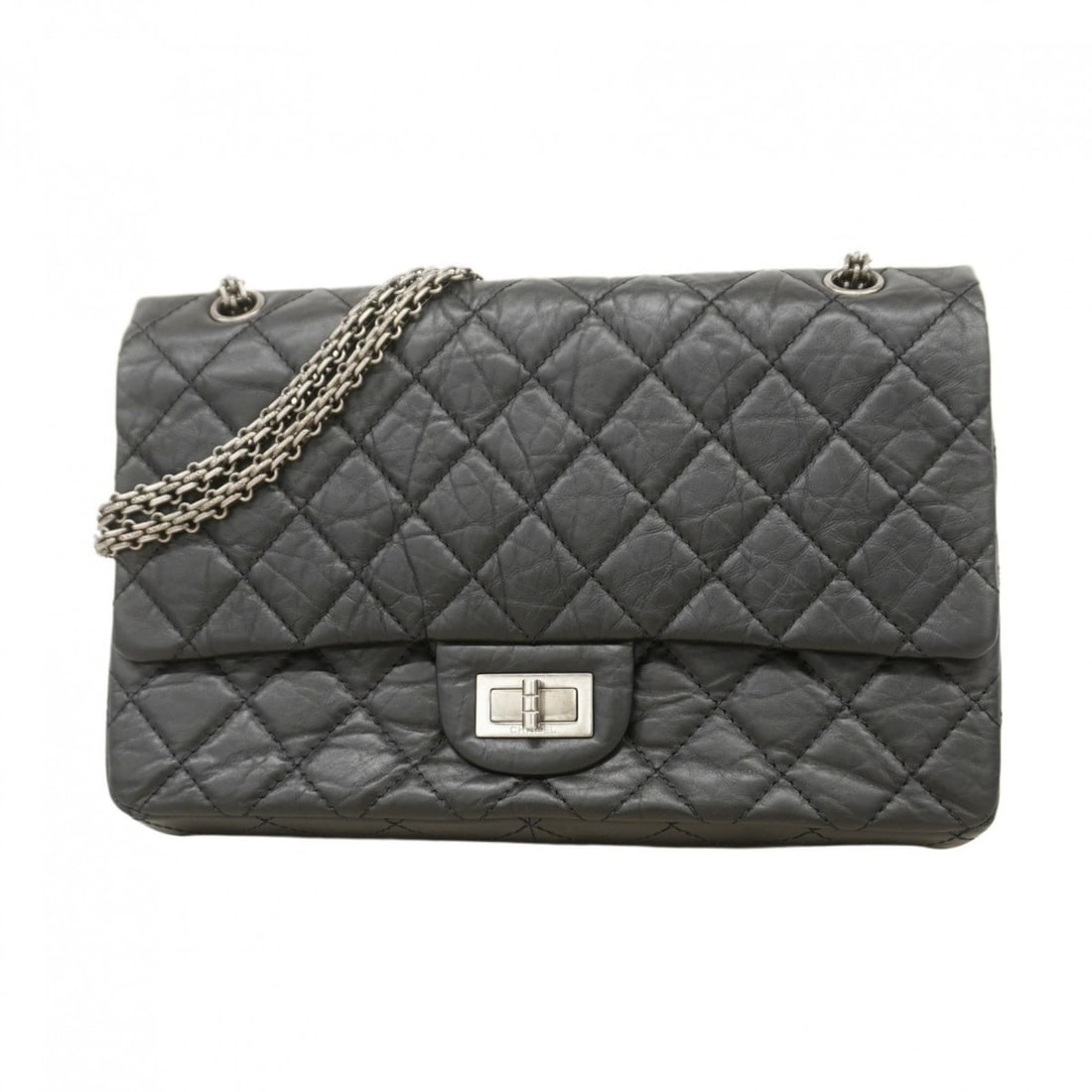 Chanel Shoulder Bag 2.55 Matelasse Double Flap Chain Calfskin Black Women's (1 of 17)