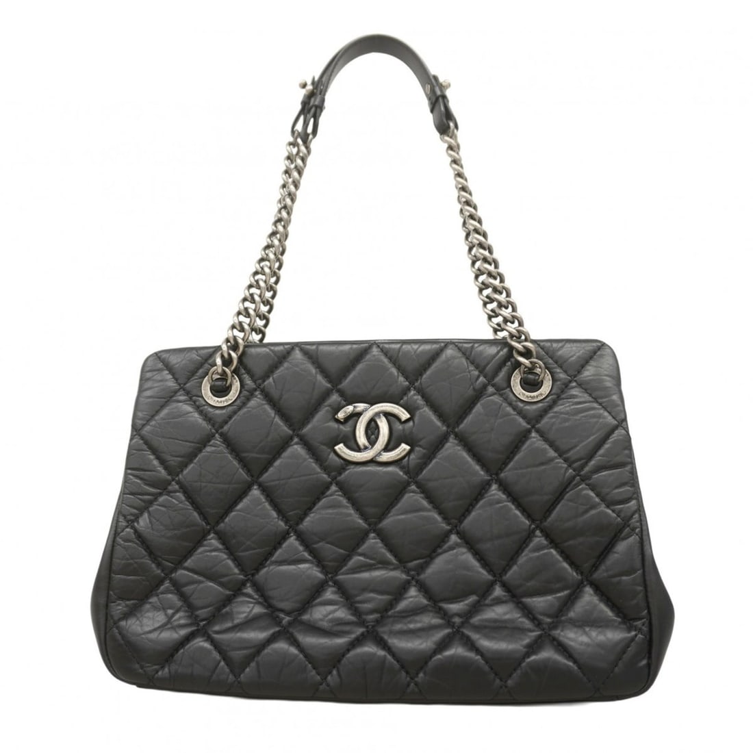 Chanel Matelasse Shoulder Bag, Chain Calfskin, Black, Women's (1 of 14)