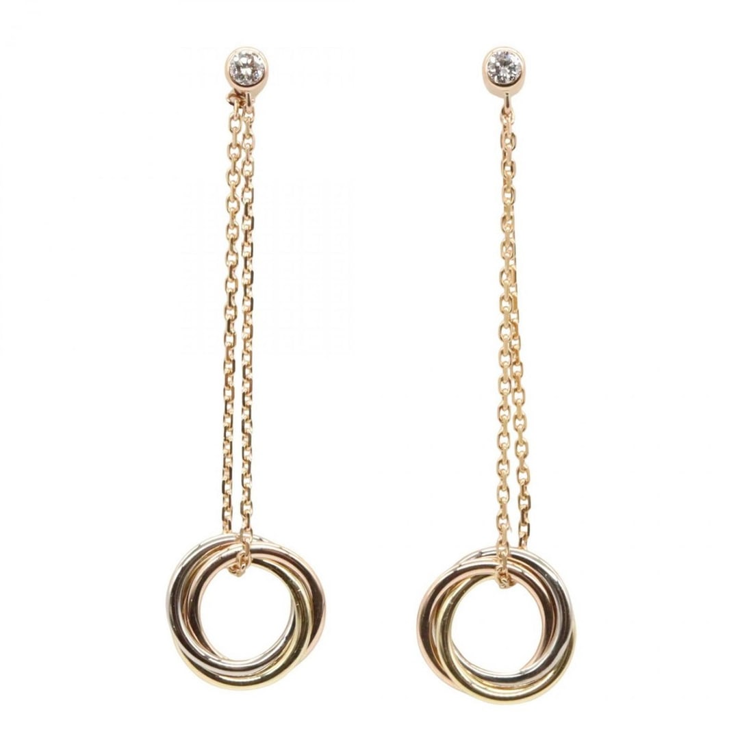 Cartier Trinity Earrings, Jewelry, Women's, 18K Yellow Gold, White Pink Silver (1 of 10)