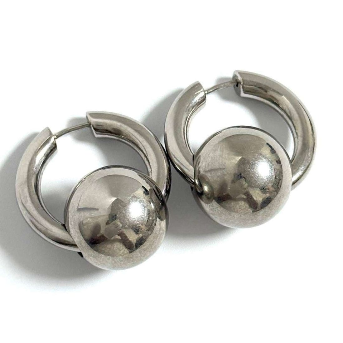 Balenciaga Women's Ball Hoop Earrings in Silver (1 of 11)