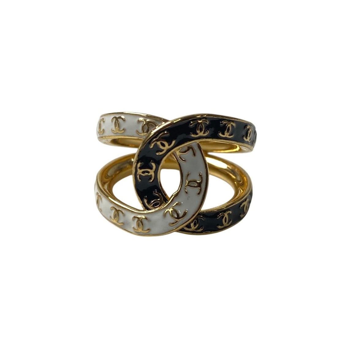 CHANEL Women's Coco Mark Ring B24P #: --- Catalog ---Category: SizeJP Size: 12US Size: 6.5Category: DesignType: Band ringColor: Black, Gold, WhiteGender: WomenCategory: GeneralBrand: Chanel--- Item List ---Section: ConditionRanking: Rank