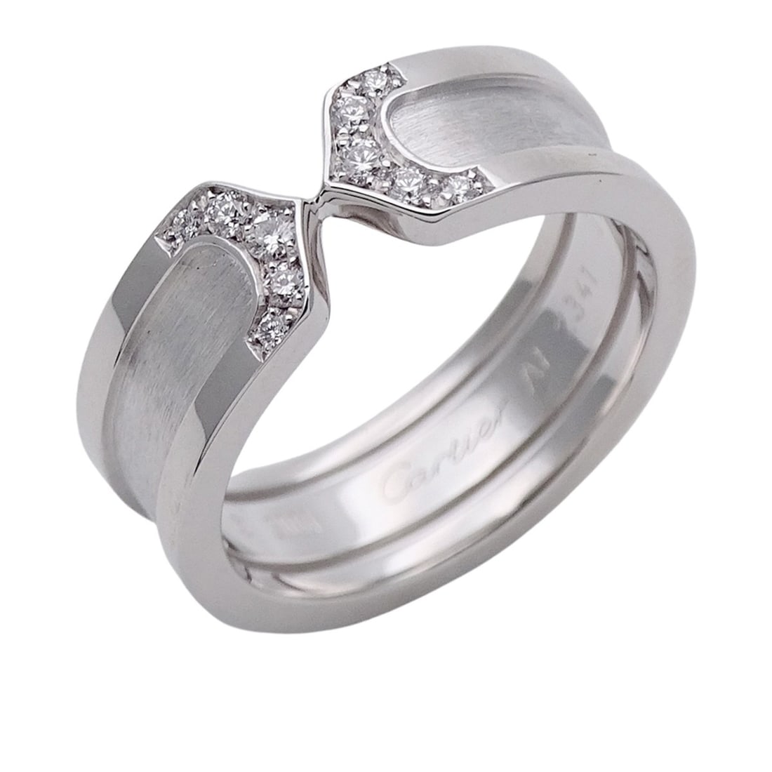 Cartier ring for men and women, 750WG diamond C2 white gold, size 51, approximately 10, polished. (1 of 16)