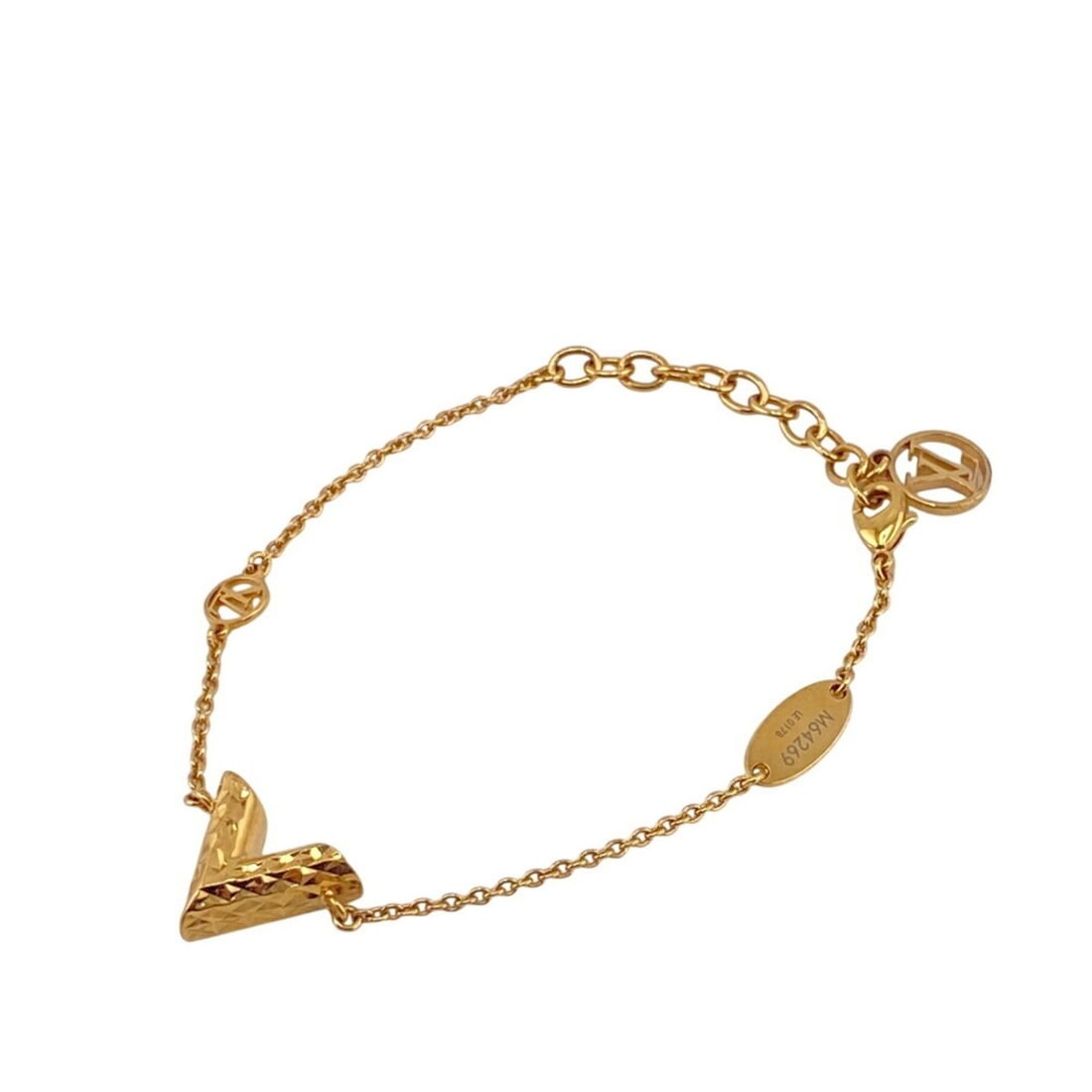 LOUIS VUITTON M64269 Brasserie Essential V Bracelet Gold Women's: --- Catalog ---Category: SizeLength: 15cm - 18.5cm / 5.9'' - 7.28''Category: DesignType: Charm braceletColor: GoldGender: WomenMaterial: MetalCategory: GeneralMPN: M64269Brand: Louis Vuitton--- Item