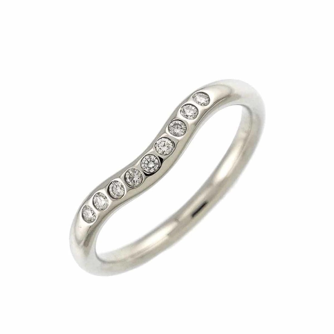 Tiffany & Co. Curved Band Ring, Size 8, Diamond, Platinum, Pt: --- Catalog ---Category: SizeJP Size: 8US Size: 4.5Category: DesignType: Band ringStone: DiamondGender: WomenMaterial: Platinum 950Category: GeneralBrand: Tiffany--- Item List ---Section: ConditionRan