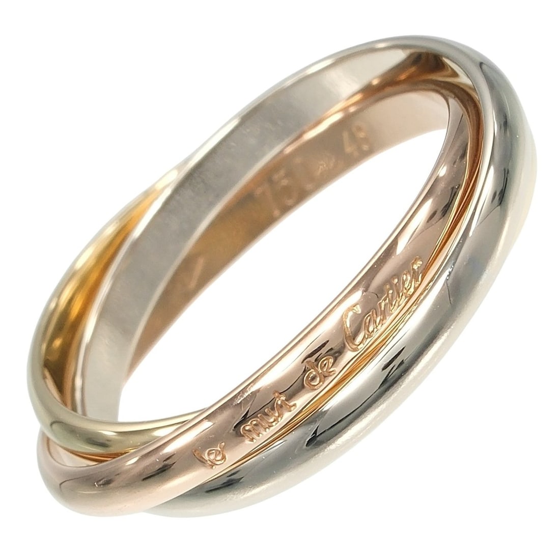 Cartier Trinity Ring, XS, size 8, 18K Gold, Yellow PG, and White approximately 3.39g (1 of 15)