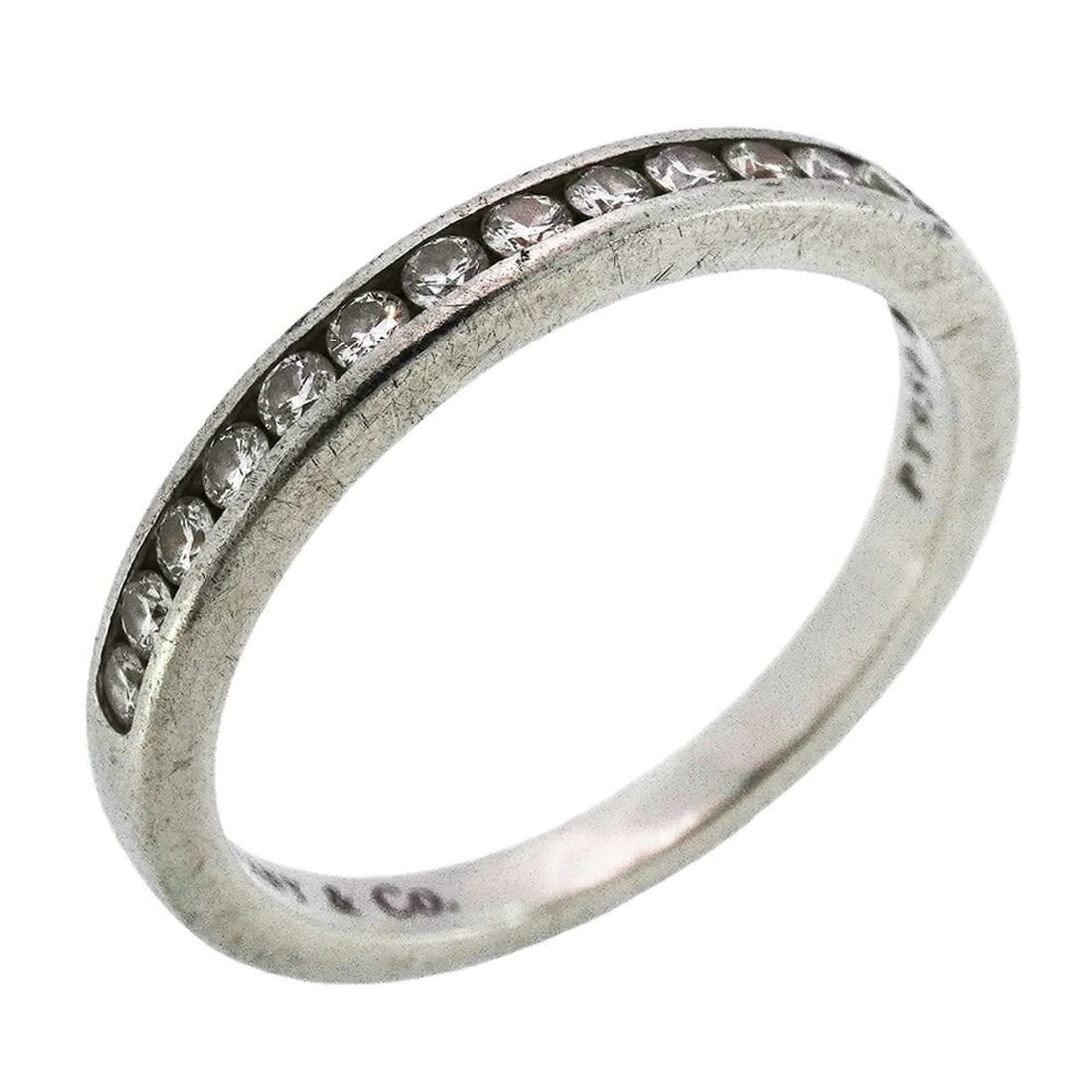 Tiffany ring, wedding band, half eternity, Pt950 platinum, diamond, size 7.5, women's: --- Catalog ---Category: SizeJP Size: 7.5US Size: 4Category: DesignType: Band ringStone: DiamondGender: WomenMaterial: Platinum 950Category: GeneralBrand: Tiffany--- Item List ---Section: ConditionRan