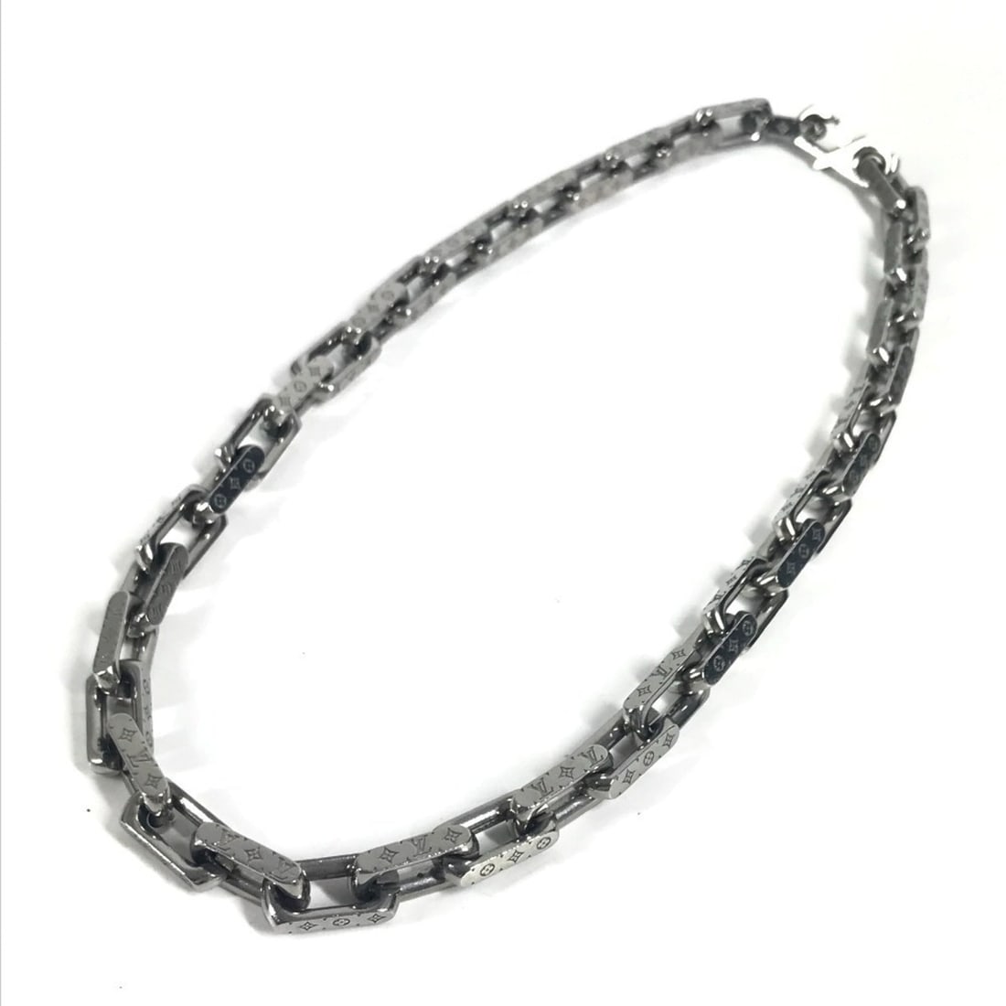 LOUIS VUITTON M00307 Monogram Necklace Chain, Men's, Silver (1 of 10)