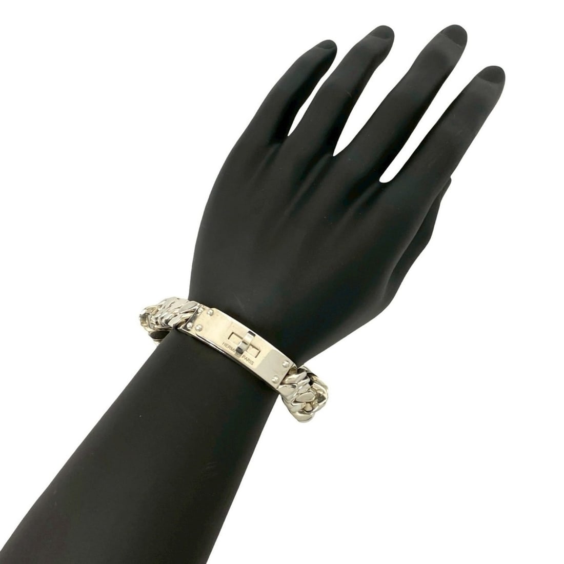 HERMES Gourmet GM Silver 925 Turnlock Bracelet/Bangle for Men and Women 36914 (1 of 15)