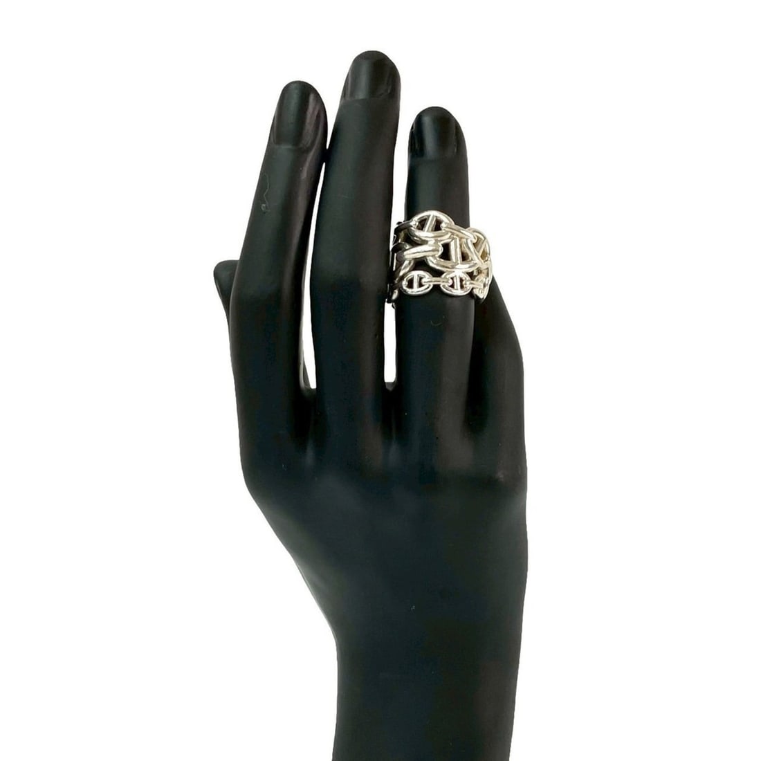 HERMES Chaine d'Ancre Enchaine GM Ring, 925 Sterling Silver, Size 14, 42231 (1 of 12)