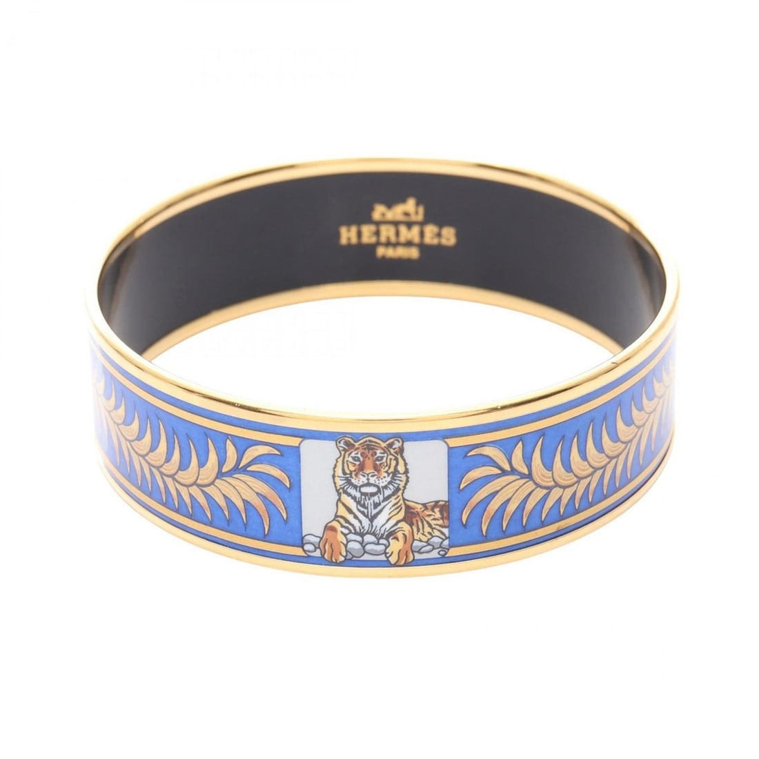 Hermes Hermès GM enamel bangle accessory, GP (gold plated), cloisonné, women's, gold and blue: --- Catalog ---Category: DesignType: BangleColor: Blue, GoldFinish: Gold platedGender: WomenMaterial: Cloisonné/enamelCategory: GeneralBrand: Hermes--- Item List ---Section: ConditionRanking: Rank A