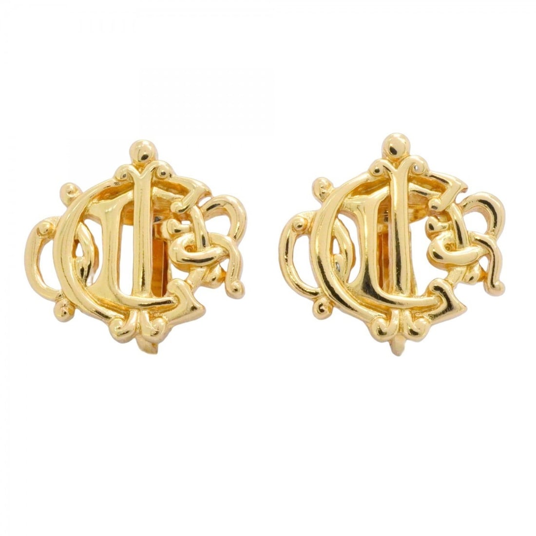 Christian Dior Emblem Earrings, GP Plated Gold for Women: --- Catalog ---Category: SizeSize (HxWxD): 16.40mm x 17.80mm / 0.65'' x 0.70''Category: DesignType: Clip earringsColor: GoldGender: WomenMaterial: Gold platingCategory: GeneralBrand: Christian