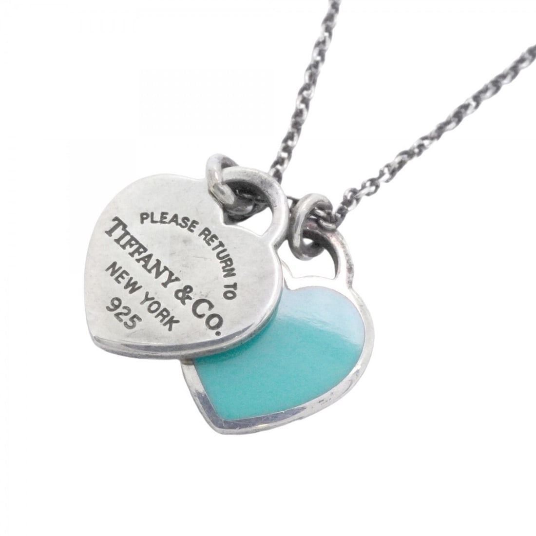 Tiffany Necklace Double Return to Heart Silver 925 Blue Women's (1 of 9)