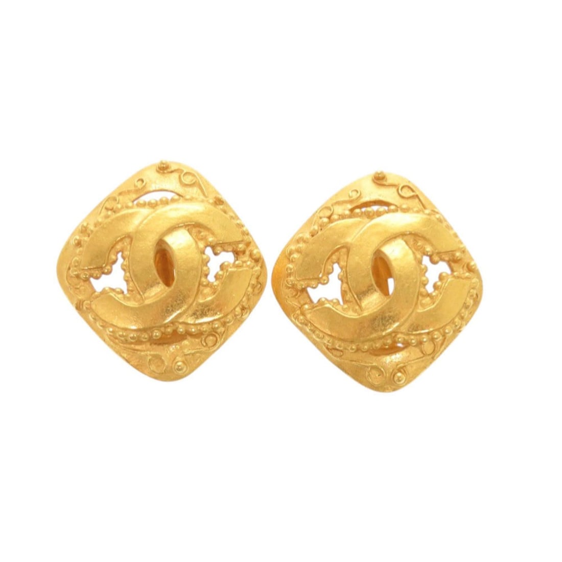 Beautiful vintage Chanel Coco Mark metal gold earrings 0067CHANEL (1 of 19)