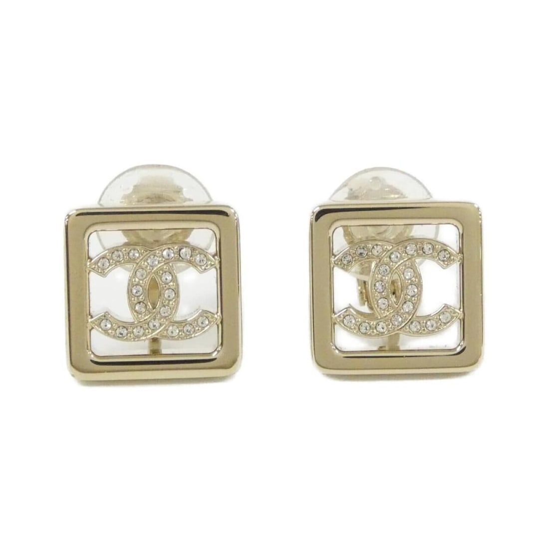 Chanel Earrings: --- Catalog ---Category: SizeSize (HxWxD): 13.00mm x 13.00mm / 0.51'' x 0.51''Category: DesignType: Clip earringsColor: Clear, GoldGender: WomenCategory: GeneralBrand: Chanel--- Item List ---Section: