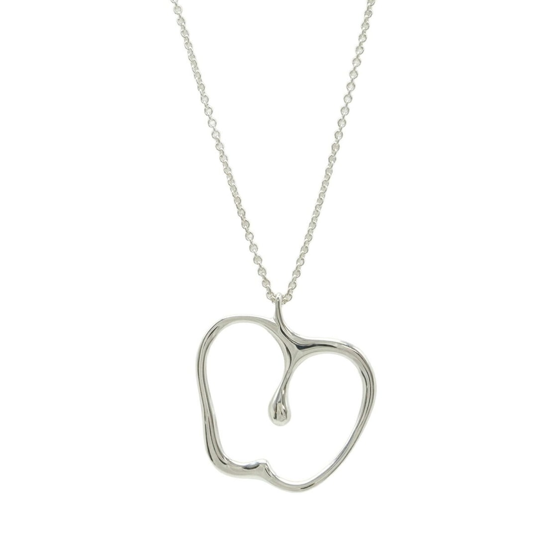 TIFFANY & Co. Tiffany Elsa Peretti Apple Necklace Pendant in 925 Sterling Silver: --- Catalog ---Category: SizePendant Size: 30mm x 29mm / 1.18'' x 1.14''Neck Circumference: 77 cm / 30.31''Category: DesignColor: SilverGender: WomenMaterial: Silver 925Pendant Type: PendantNecklace