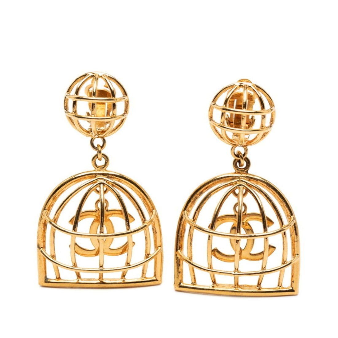 Chanel Coco Mark Birdcage Earrings, Gold Plated, Women's, CHANEL (1 of 19)
