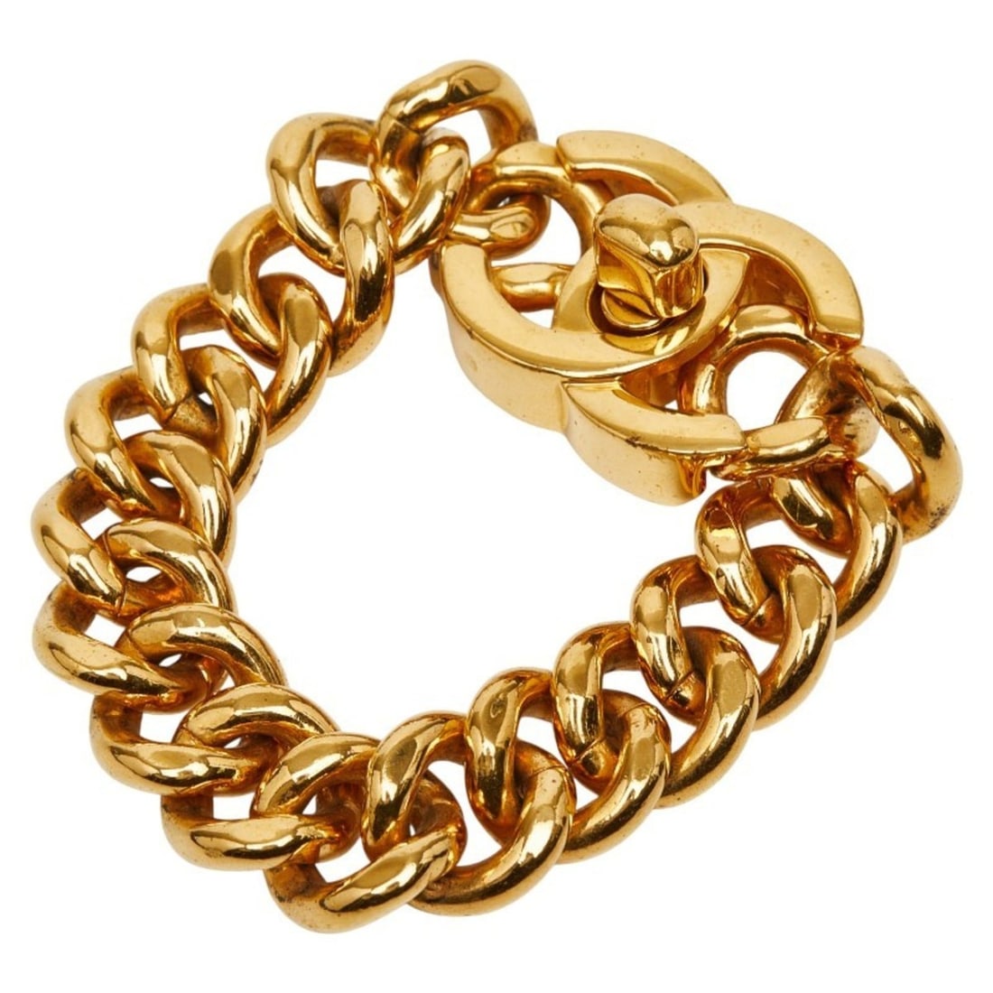 CHANEL Coco Mark Turn Lock Vintage Bracelet, Gold Plated, Women's (1 of 14)