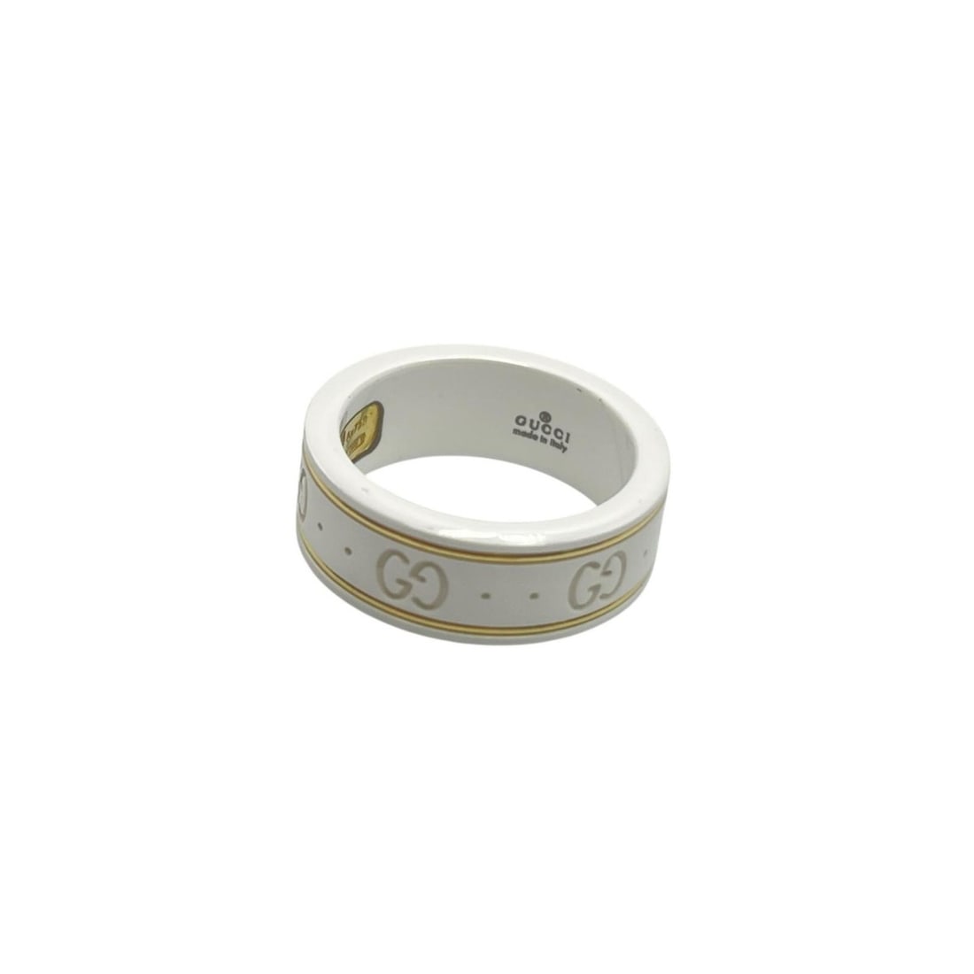 Gucci GG Icon Ring in 18K Yellow Gold with White Zirconia, White, for Men (1 of 15)