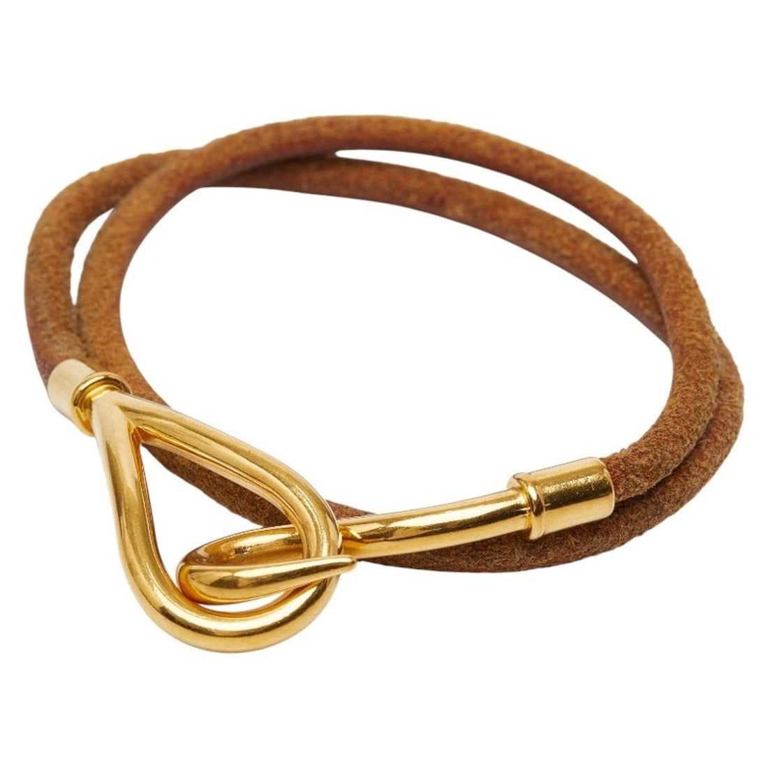 Hermes Jumbo Bracelet Choker in Brown Gold Plated Leather for Women (1 of 18)