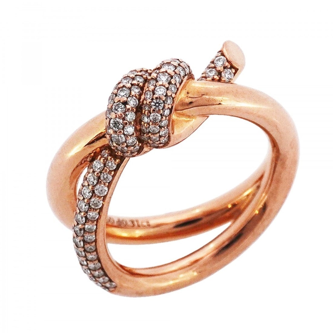 Tiffany Knot Double Row Ring in 18K Pink Gold with 0.31ct Diamonds, Size 10, Women's: --- Catalog ---Category: SizeJP Size: 10US Size: 5.5Category: DesignType: Band ringStone: DiamondGender: WomenMaterial: Pink gold (18K)Category: GeneralBrand: Tiffany--- Item List ---Section: Conditio